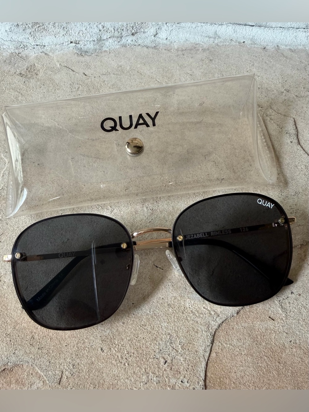 Quay Jezabell Rimless Black Sunglasses